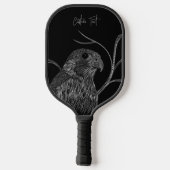 Raquette De Pickleball Faucon pèlerin dans les branches de l'arbre avec é (Verso)