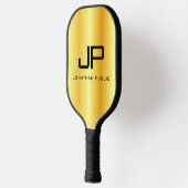 Raquette De Pickleball Faux Gold Deux côtés Monogramme Élégant Modèle (Gauche)