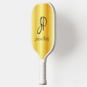 Raquette De Pickleball Faux Gold Deux Côtés Monogramme Élégant Modèle Cho (Gauche)