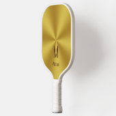 Raquette De Pickleball Faux Gold Nom & Monogramme (Gauche)