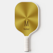 Raquette De Pickleball Faux Gold Nom & Monogramme (Recto)