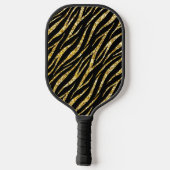 Raquette De Pickleball Feminine Chic Luxe Black Gold Classy Zebra Print (Verso)