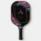 Raquette De Pickleball Fête mexicaine moderne Mariage noir Floral (Recto)