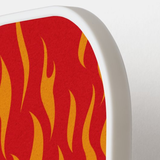 Raquette De Pickleball Feu rouge et orange et flammes en gras (Détail gauche)