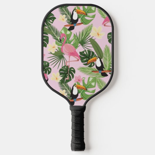 Raquette De Pickleball Feuille de palme tropicale rose (Recto)