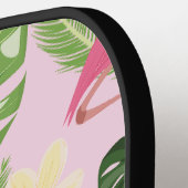 Raquette De Pickleball Feuille de palme tropicale rose (Détail gauche)