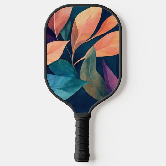 Raquette De Pickleball Feuilles Abstraites Colorées (Verso)
