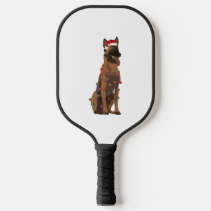 Raquette De Pickleball Feux de Noël Malinois belge Amoureux des chiens de