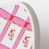 Raquette De Pickleball Fille Motif rose et rouge avec initiales (Détail gauche)