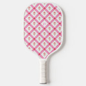 Raquette De Pickleball Fille Motif rose et rouge avec initiales (Recto)