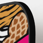 Raquette De Pickleball Fille Rose Joueuse Coeurs Posters de animaux Nom (Détail gauche)