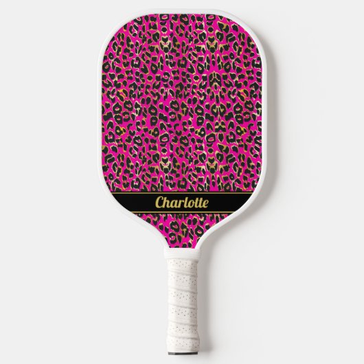 Raquette De Pickleball Filles Empreintes de léopard personnalisées Noir e (Recto)