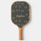 Raquette De Pickleball Flacons de neige dorés sur gris (Recto)
