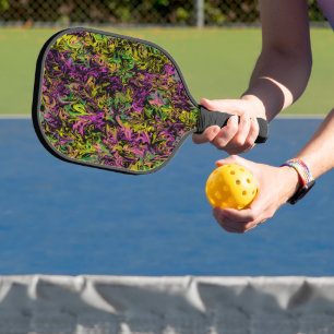 Raquette De Pickleball Flacons de vert rose jaune sur l'art Abstrait noir