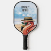 Raquette De Pickleball Flamant rose à la retraite sur la plage avec Casqu (Verso)