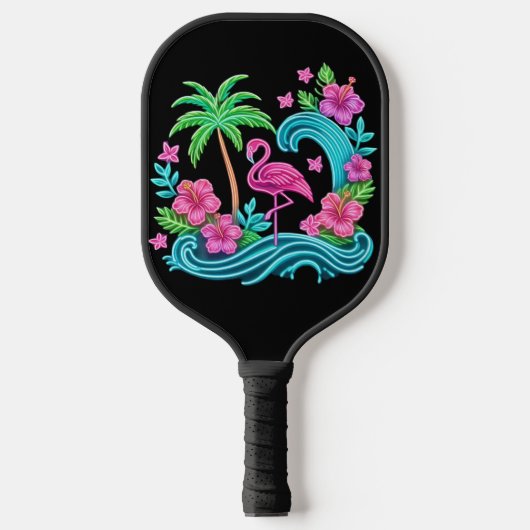 Raquette De Pickleball Flamant rose de néon tropical (Recto)