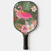 Raquette De Pickleball Flamant Rose Fleur Tropicale (Recto)