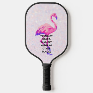 Raquette De Pickleball Flamant rose Jeune Au Coeur Drôle Dire Citation