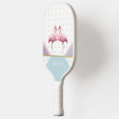 Raquette De Pickleball Flamant rose moderne tendance Pink Girly Nom (Gauche)