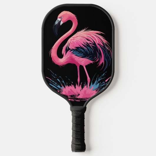 Raquette De Pickleball Flamant rose rose blanc artistique (Recto)