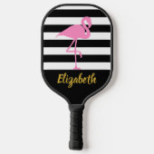Raquette De Pickleball Flamant rose rose Gold Nom de script Black White S (Verso)