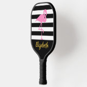 Raquette De Pickleball Flamant rose rose Gold Nom de script Black White S (Gauche)