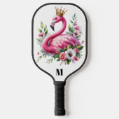 Raquette De Pickleball Flamant rose rose Queen Monogramme moderne (Recto)