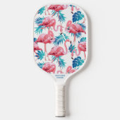 Raquette De Pickleball Flamant rose tropical Palm Imprimer Nom personnali (Recto)