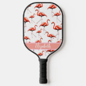Raquette De Pickleball Flamants roses préppy nom personnalisé moderne (Recto)