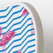 Raquette De Pickleball Flamants roses rose amusant Bleu et blanc Motif Ch (Détail gauche)