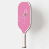 Raquette De Pickleball Fleur d'aquarelle rose monochrome (Gauche)