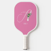 Raquette De Pickleball Fleur d'aquarelle rose monochrome (Verso)