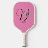 Raquette De Pickleball Fleur d'aquarelle rose monochrome (Verso)