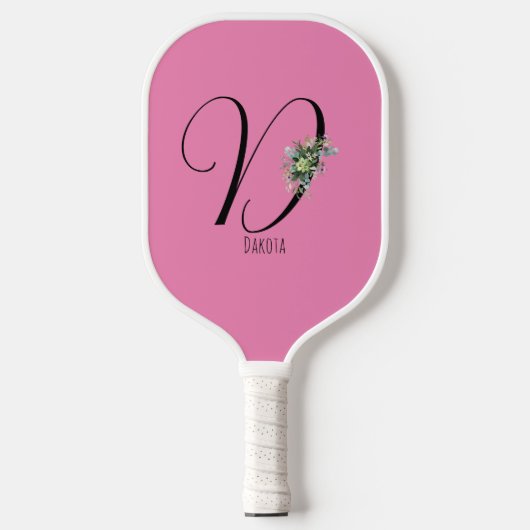 Raquette De Pickleball Fleur d'aquarelle rose monochrome (Recto)