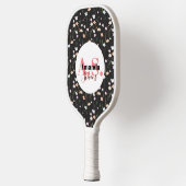 Raquette De Pickleball Fleur de champ blanc noir Motif moderne Monogramme (Gauche)
