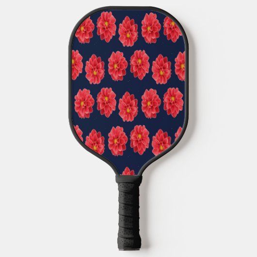 Raquette De Pickleball Fleur de dahlia rose en bleu (Recto)