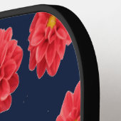 Raquette De Pickleball Fleur de dahlia rose en bleu (Détail gauche)