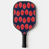 Raquette De Pickleball Fleur de dahlia rose en bleu (Verso)