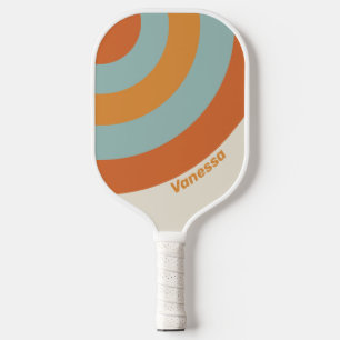Raquette De Pickleball Fleur de désert vintage avec cercle et rayures ave