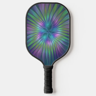 Raquette De Pickleball Fleur de fantasy colorée brillante Art fractal abs