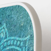 Raquette De Pickleball Fleur de mandala texturée bleue (Détail gauche)