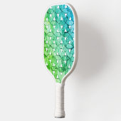 Raquette De Pickleball Fleur de mosaïque verte turquoise de la vie géomét (Gauche)