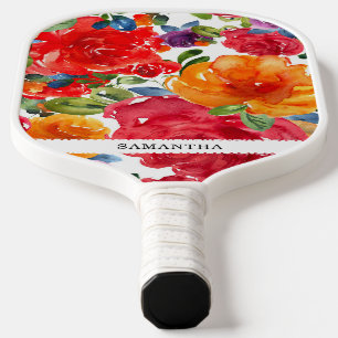 Raquette De Pickleball Fleur dessinée à la main et élégant