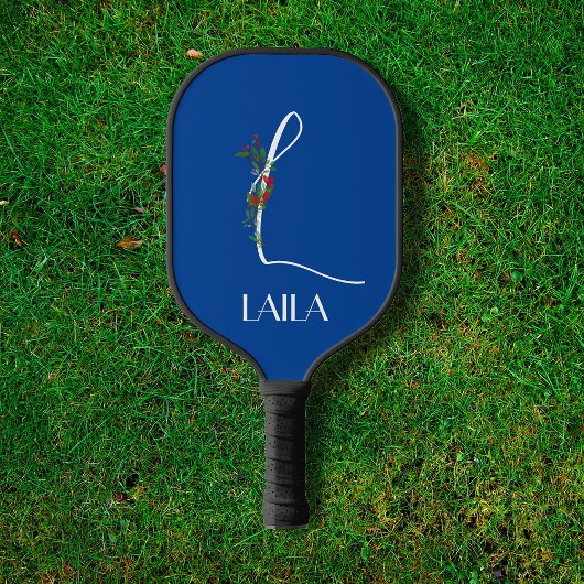 Raquette De Pickleball Fleur monogramme de calligraphie initiale L