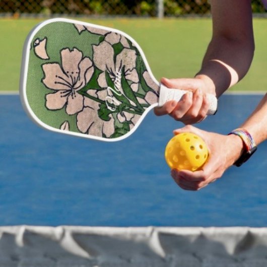 Raquette De Pickleball Fleur Rose Verte