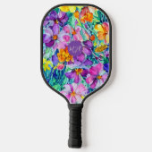 Raquette De Pickleball Fleur sauvage Floral Élégant Initiales Monogramme (Verso)