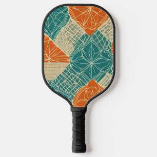 Raquette De Pickleball Fleurs Abstraites Bleu-vert, Orange et Brun