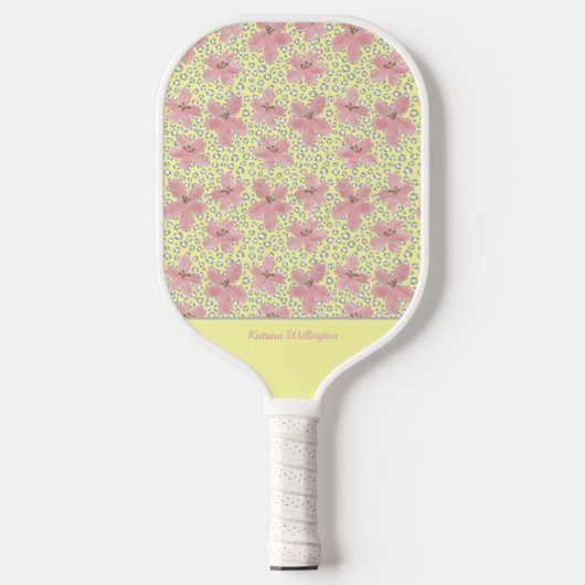 Raquette De Pickleball Fleurs d'aquarelle et Poster de animal modernes (Recto)