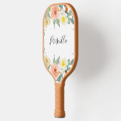 Raquette De Pickleball Fleurs D'Aquarelle Modernes De Pêche Et De Crème (Gauche)