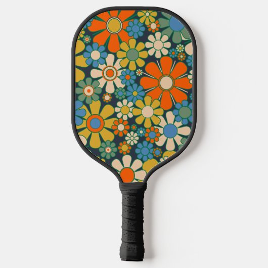 Raquette De Pickleball Fleurs de Jardin Rétro Fruits florales joyeux 60s (Verso)